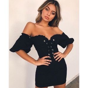 NWT I.AM.GIA Ayla off shoulder black dress